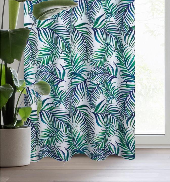 Immagine prodotto Eurofirany DESIGN 91 PALMS 2 tende con stampa di foglie di palma, bianco, blu navy, 140 x 250 cm, (140 x 250 cm)
