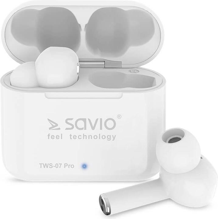 Actual product image Savio TWS-07 PRO Bluetooth Earphones Headphones White (4 h, Wireless)