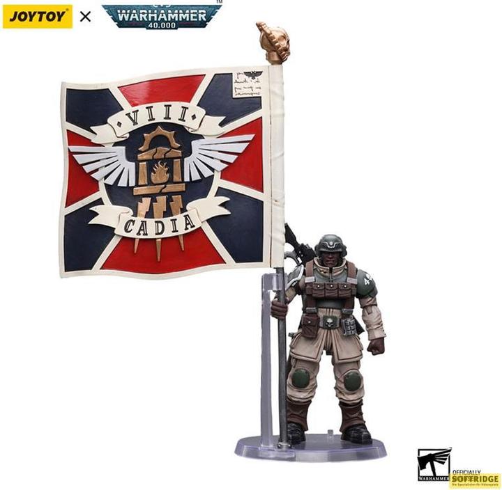 Produktbild Joy Toy Warhammer 40k Actionfigur 1/18 Astra Militarum Cadian Command Squad Veteran with Regimental Standard