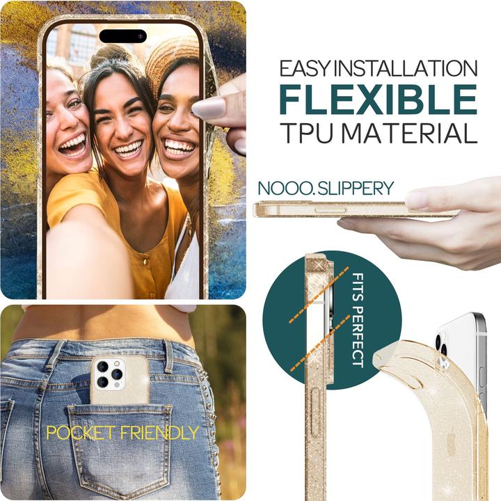 Produktbild Nalia Klare Glitzer Silikon Hülle (Apple iPhone 15 Pro Max)