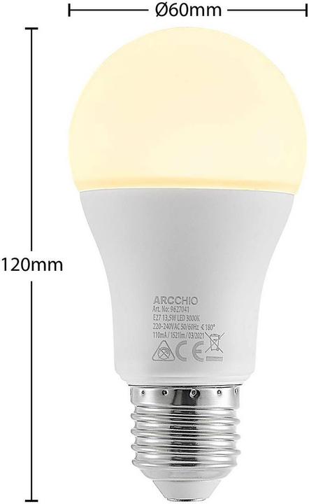 Immagine prodotto Arcchio Lampada LED E27 A60 13,5W 3.000K opale (E27, 13.50 W, 1521 lm, 1 x, E)