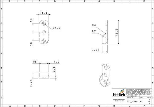 Produktbild Hettich Schrankrohr-Lager, für Rohrprofil oval 15 x 30 mm, verchomt