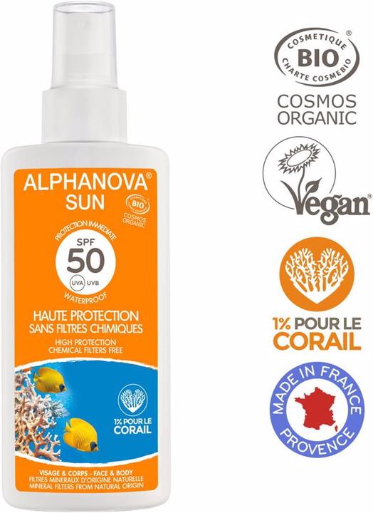 Actual product image Alphanova SUN Spray Bio SPF50 without nanoparticles (Sun spray, SPF 50, 125 ml, 156 g)