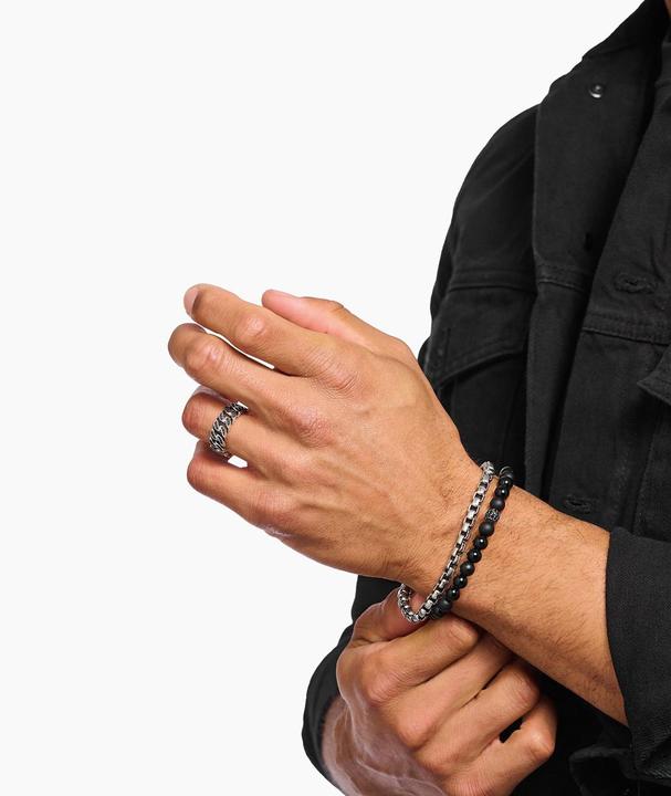 Immagine prodotto Thomas Sabo Ring Kettenglieder schwarze Steine breit Silber (54, 925 Argento)