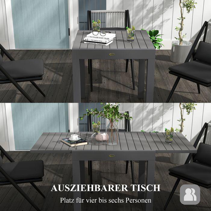 Produktbild Swisshandel24 Gartentisch Esstisch für 6 Personen Erweiterbar bis 70 belastbar Aluminium Grau 81/162x80x75cm (81 cm)