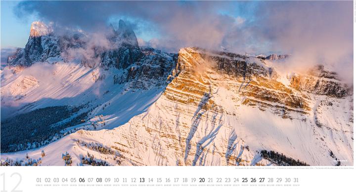 Produktbild Luftbildkalender Dolomiten 2026 (Harter Einband, Deutsch, Französisch, Englisch, Italienisch)