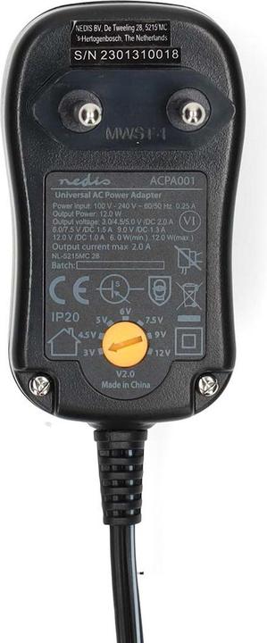 Actual product image Nedis ACPA001 Universal power supply 3/4.5/5/6/7.5/9/12 VDC 1.0 A