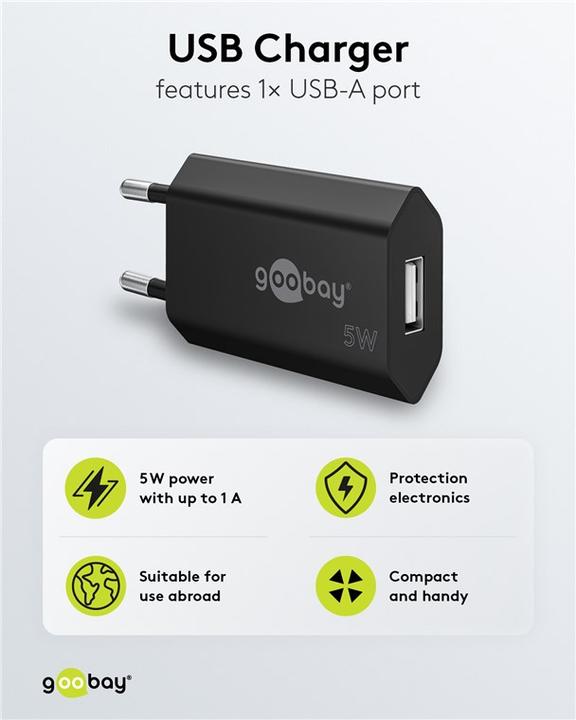 Actual product image Goobay USB A charger slim (5 W)