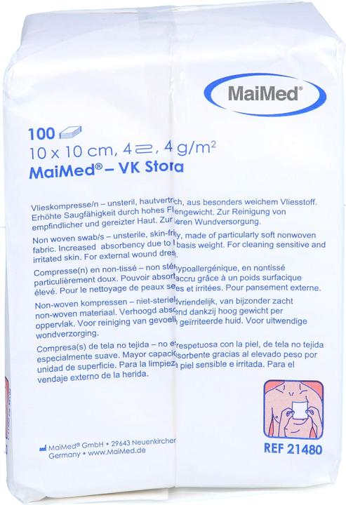 Actual product image MaiMed Non-woven compresses 10x10cm 4-fold non-sterile 40g, 100 pcs COM