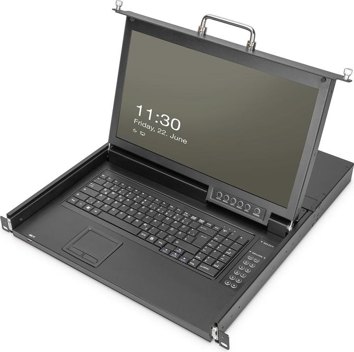 Produktbild Digitus Modulare HD LCD TFT Konsole, TR Tastatur mit 1 Port KVM, TR-Tastatur, RAL 9005 schwarz