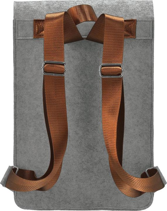 Actual product image Casativo Felt backpack with inscription pack donkey and fastening buckles, grey, 27.5 x 36 cm