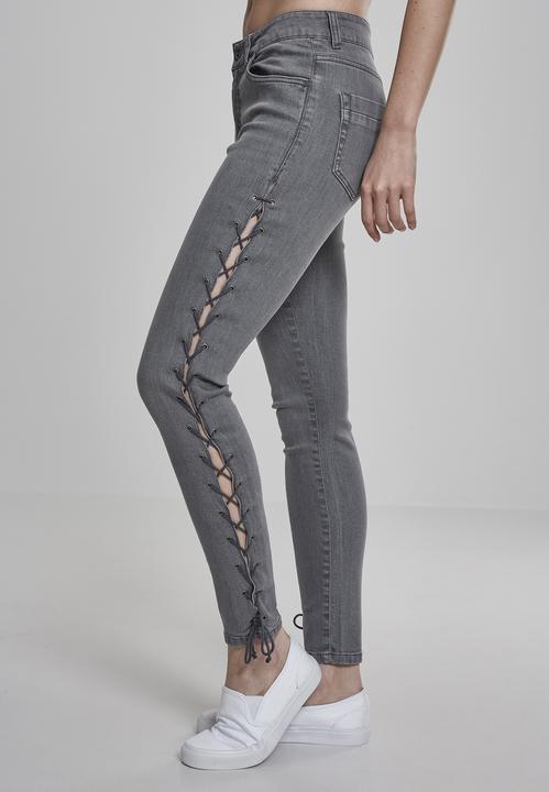 Actual product image Urban Classics Ladies Denim Lace Up Skinny Pants (29)