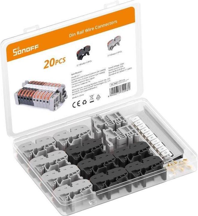 Actual product image Sonoff Din Rail Wire Connectors