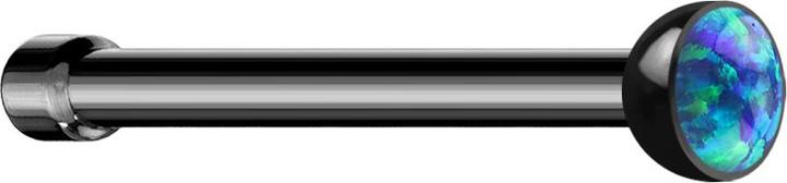 Star Piercing Nasenstecker gerade schwarz mit Opal blau (ohne Messing, Chirurgenstahl 316L)