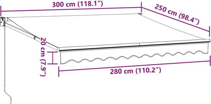 Produktbild VidaXL Markise Einziehbar Gelenkarmmarkise Sonnenmarkise Anthrazit Weiss Stoff (3 m)