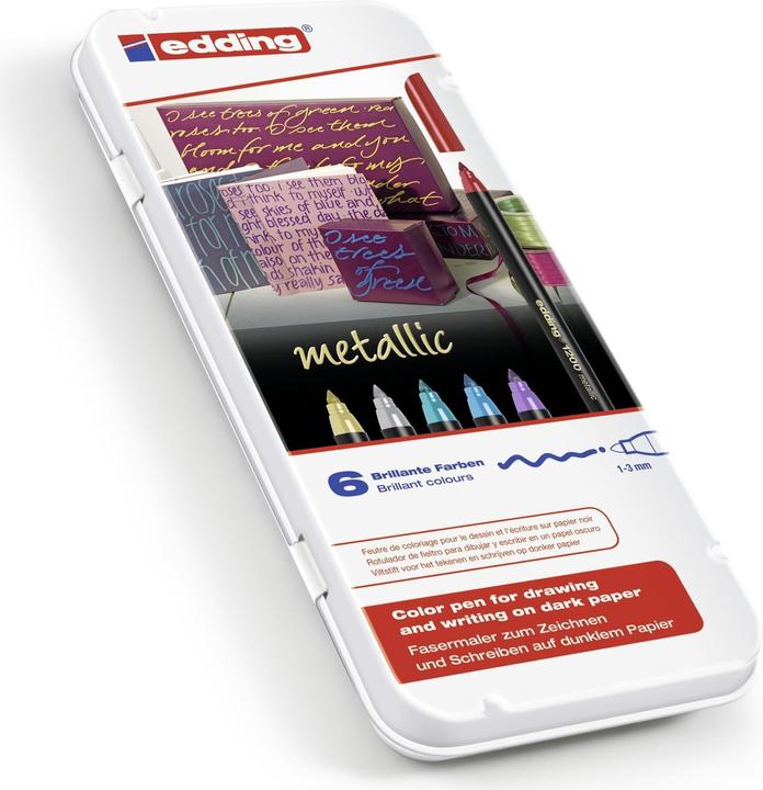 Produktbild Edding Fasermaler 1200 6er-Set (Silber, Violett, Grün, Gold, Blau, Rot, 6 x)