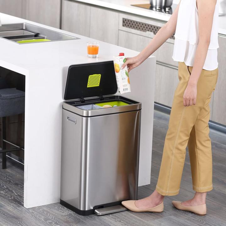 Immagine prodotto EKO Sistema di raccolta differenziata X-Cube a pedale in acciaio inox 2 x 20 L in acciaio inox (40 l)