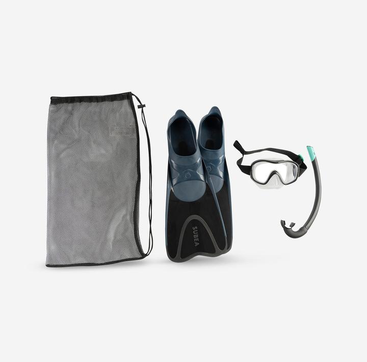 Subea Schnorchel-Set Flossen Maske Schnorchel Erwachsene - 100 schwarz