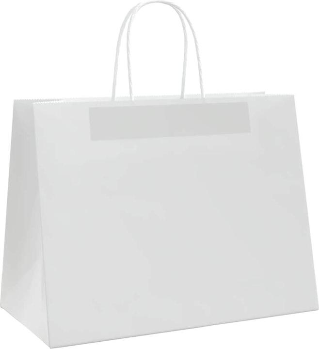Produktbild VidaXL Kraftpapiertüten 50 Stk. mit Henkel Weiss 32x17x25 cm Papiertüte (Geschenktüte, 50 x)