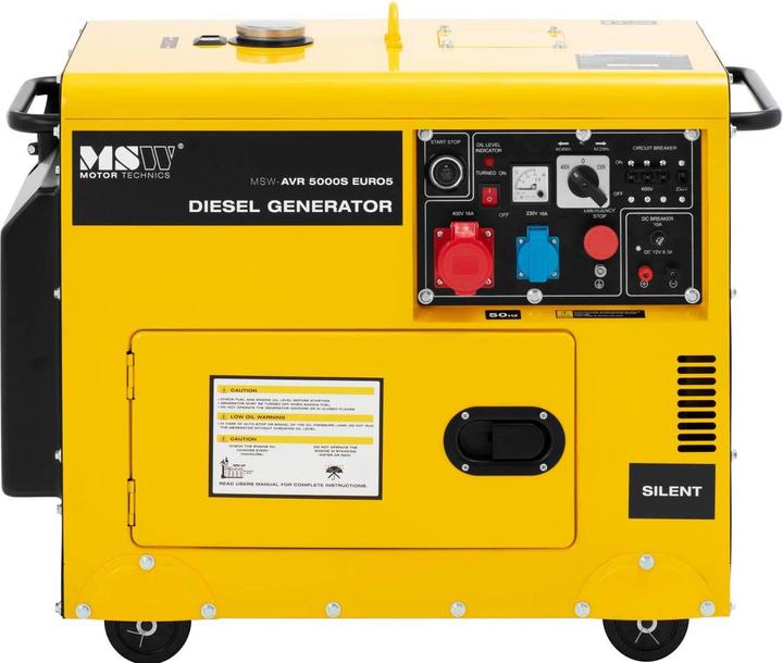 Produktbild MSW Notstromaggregat Diesel Stromerzeuger 4250/5000 W 16 L 240/400 V AVR Euro 5 (5000 W, 16 l)