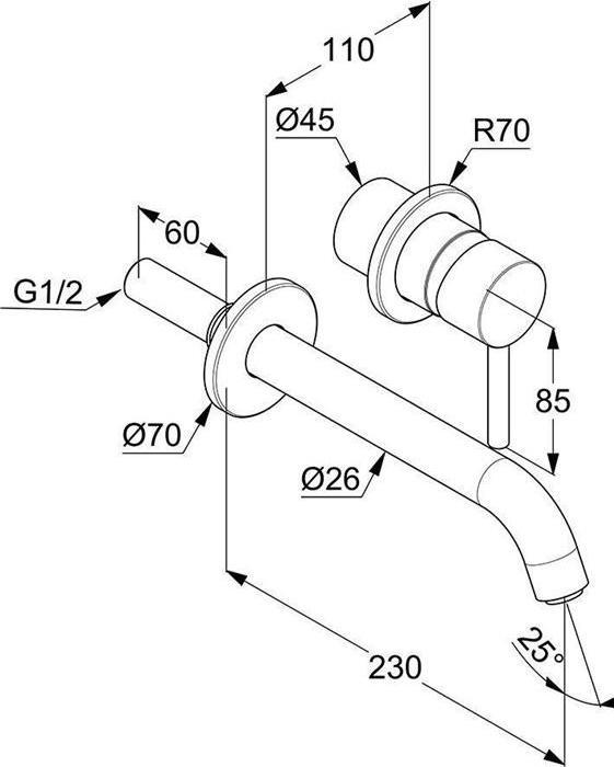 Produktbild Kludi BOZZ Zweiloch Waschtischarmatur, Auslauf 23 cm