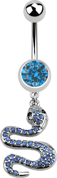 Star Piercing Banane silber mit Anhänger Schlange hellblau (Chirurgenstahl 316L, ohne Messing)