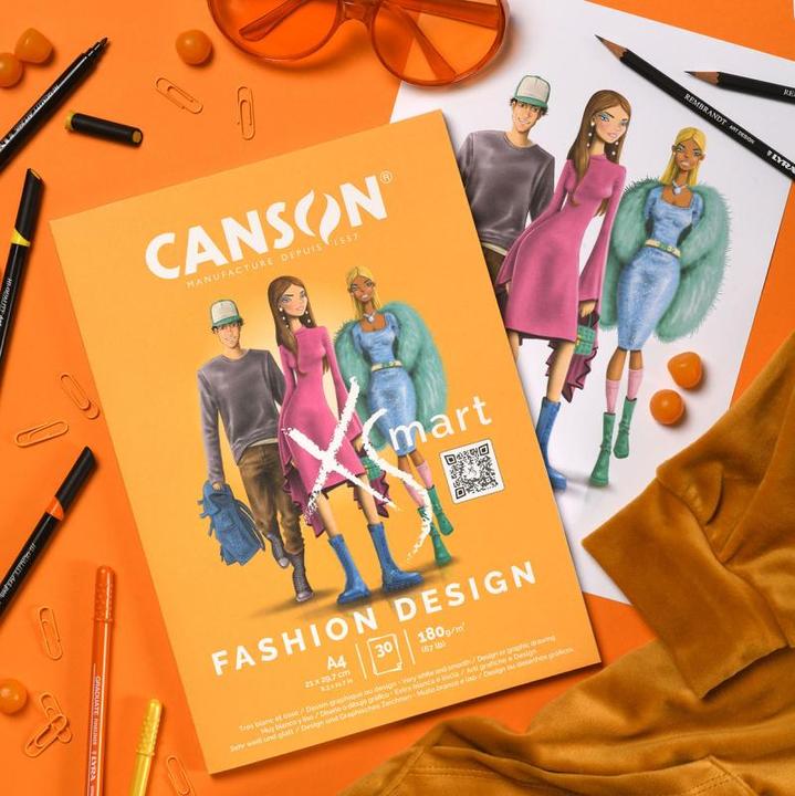 Produktbild Canson Studienblock XS'MART FASHION DESIGN, DIN A4 sehr weisses und glattes Papier, 30 Blatt, 180 g/qm (A4)