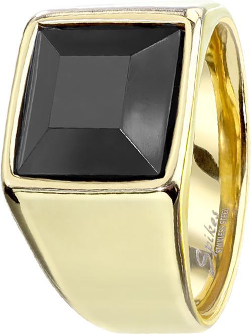 Star Piercing Ring vergoldet mit facettiertem Onyx Stein