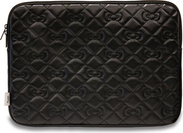 Actual product image Hello Kitty Sleeve HKCSZPEKHBPK 14" czarny/black Zip PU Quilted Bows (14")