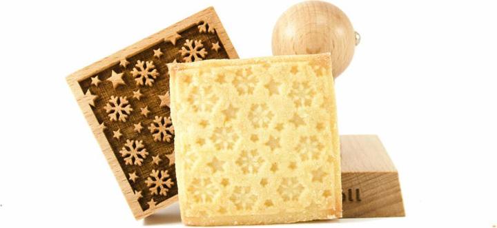Folkroll 3D motief deegstempel 'Sneeuwvlokken & sterren'