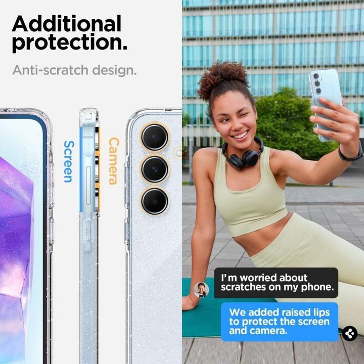 Actual product image Spigen Liquid Crystal case for Samsung Galaxy A55 5G - transparent and glitter (Samsung Galaxy A55)