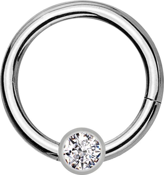 Produktbild Star Piercing Micro Segmentring klappbar silber mit Kugel Kristall silber (Titan G23, ohne Messing)