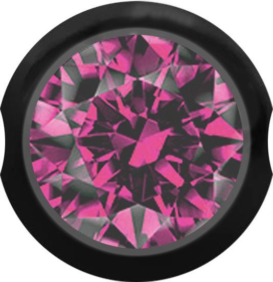Star Piercing Ball Closure Kugel schwarz mit Kristall pink (Chirurgenstahl 316L)