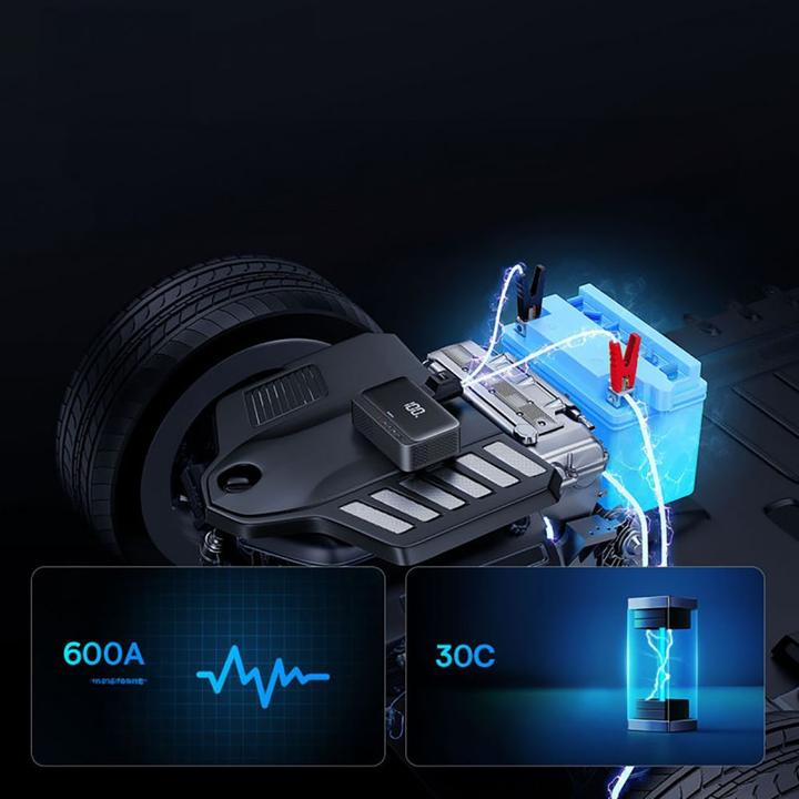 Produktbild Baseus Super Energy Car Jump Starter, 600A czarny (600 A, 3000 mAh)