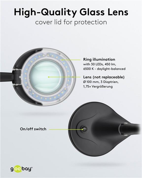 Actual product image Goobay LED stand magnifier lamp, 6 W, black