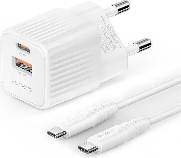 Immagine prodotto 4smarts Caricabatterie da rete VoltPlug Duos Mini PD 20W e cavo USB-C 1,5m bianco (20 W)