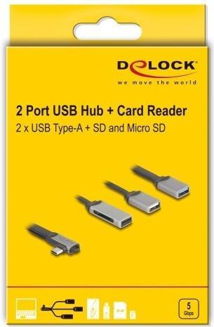 Label énergétique Delock 2 Port USB Hub inklusive SD und Micro SD Card Reader (USB-C, 4 Ports)