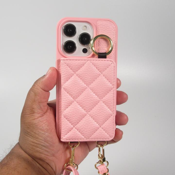 Image du produit PhoneLook Coque Cuir matelassé avec miroir et compartiment carte inclus grande lanière amovible (Apple iPhone 15 Pro Max)
