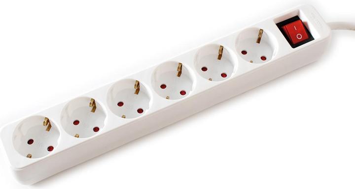 Image du produit Value Multiprise 6 prises avec interrupteur blanc 6m (6 x, CEE 7/3, 6 m)