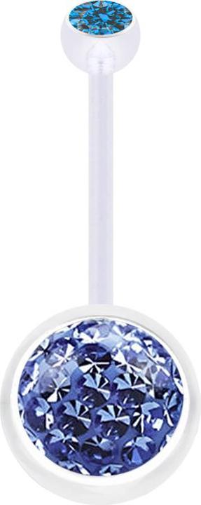 Immagine prodotto Star Piercing Banana trasparente con cristallo a sfera azzurro e cristallo a sfera azzurro Strato protettivo (Bioflex, senza ottone)