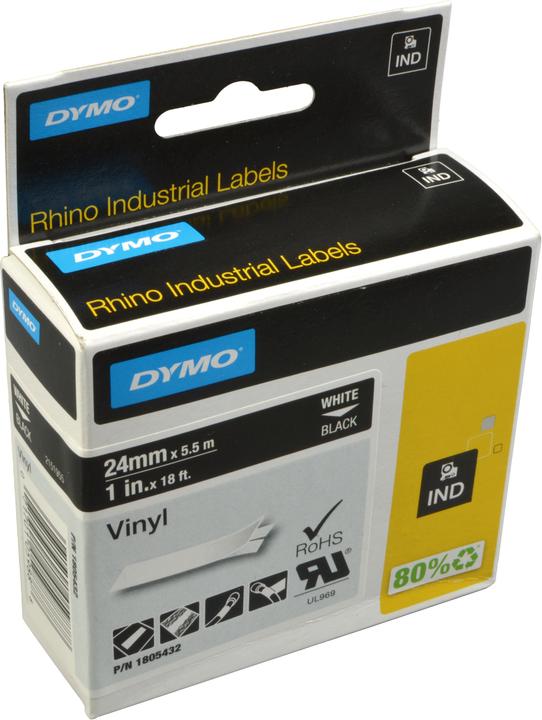 Actual product image Dymo Rhino 24mm white on black vinyl (2.40 cm, Black)