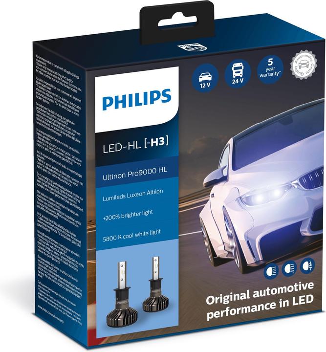 Image du produit Philips Ultinon Pro9000 11336U90CWX2 avec LED automobile Lumileds (H3)