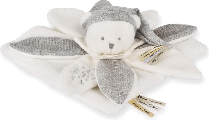 Actual product image Doudou et Compagnie Schmusetuch Bär Blüte silber 25cm