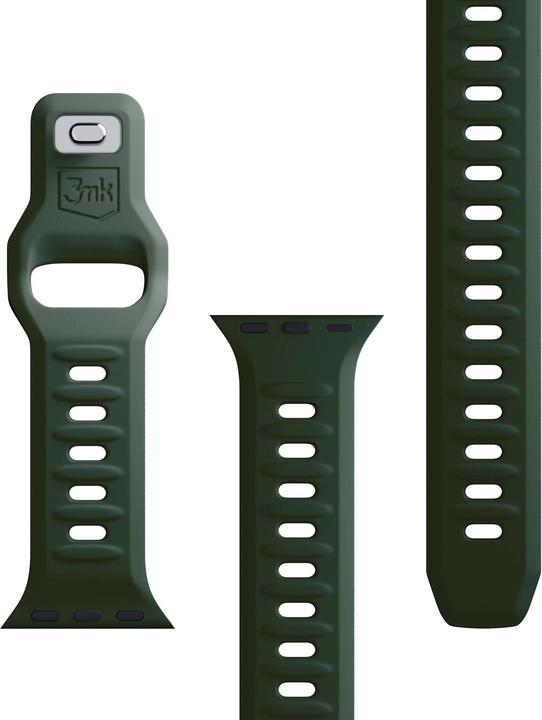Produktbild 3MK Silicone Watch Strap Ciemnozielony/ Dark Green dla Apple Watch 42/44/45/49mm (Silikon, Edelstahl)