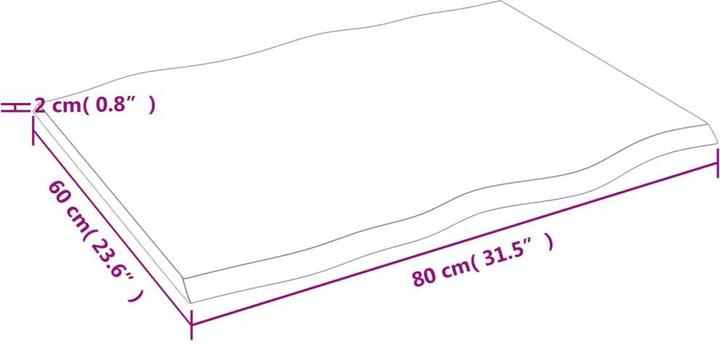 Actual product image VidaXL Tischplatte 80x60x2 cm Massivholz Eiche Behandelt (80 x 60 x 2 cm)