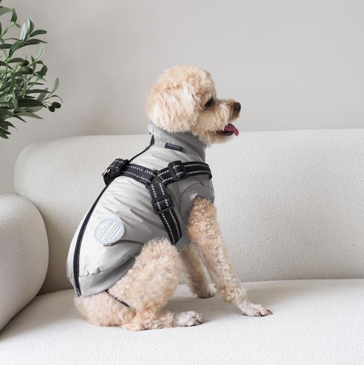 Actual product image Nordic Paws Dogcoat Thor with harness - Lightgrey - M (M, Dog coat)