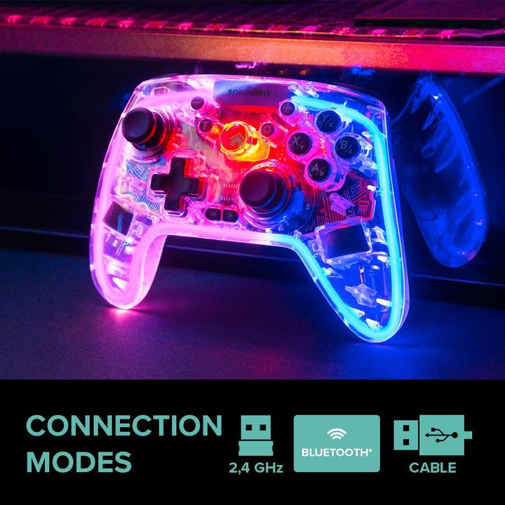 Immagine prodotto Speedlink RAIT NX RGB Gamepad - Wireless/Wired - for PC/Android/Switch OLED/Lite, clear transparent (PC)
