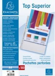 Energie-Label Exacompta Packung mit 100 Prospekthüllen A4, PP glatt, hohe Qualität - Kristall (100 x)