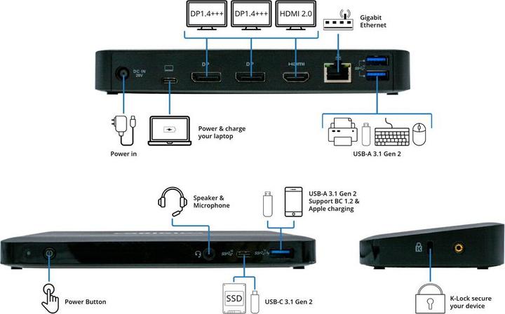 Image du produit Origin Storage Station d'accueil pour ordinateur portable/réplicateur de ports Origin USB 3.0 (3.1 Gen 1) Type-C (USB-C)