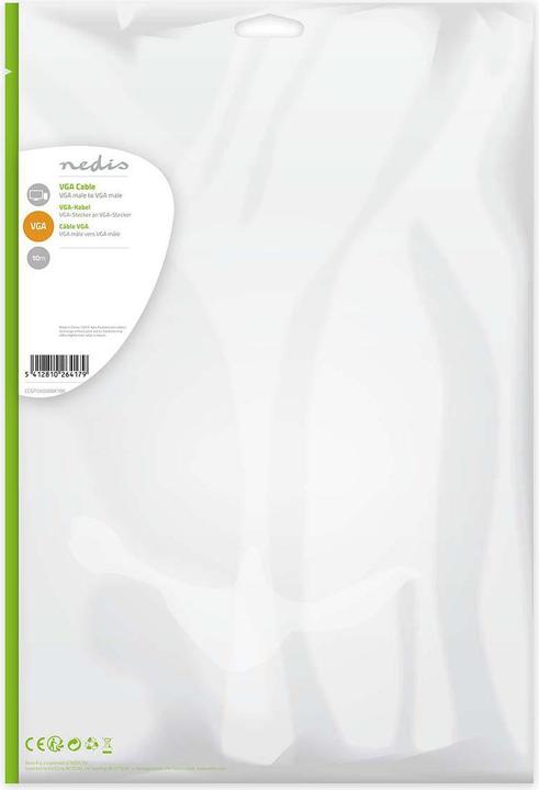 Produktbild Nedis VGA-Kabel VGA Stecker VGA Stecker Vernickelt Maximale Auflösung: 1280x768 10.0 m rund ABS Schw (10 m, VGA)